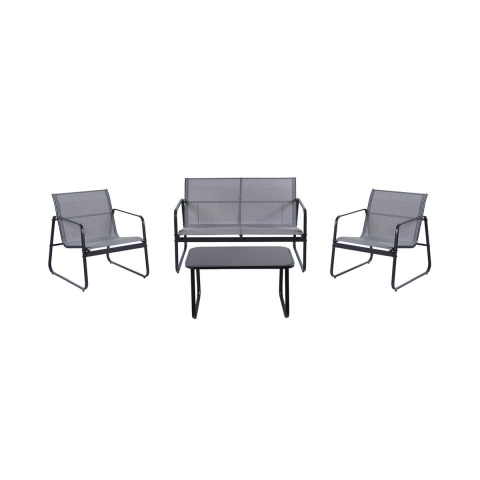 Salon de jardin 4 places avec table basse plateau en verre Saint Tropez Promotion
