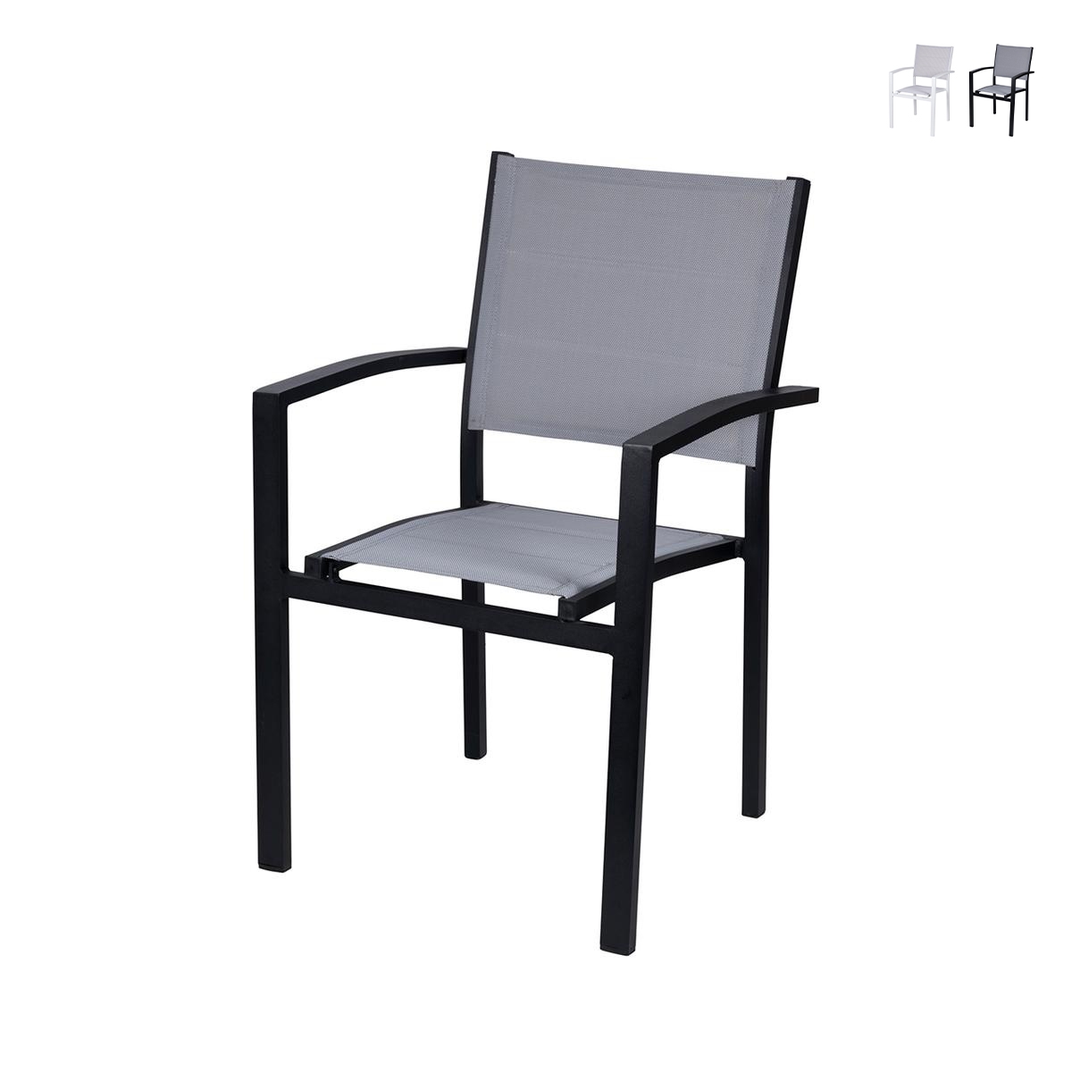 Chaise de jardin d'extérieur en aluminium avec accoudoirs Tropea