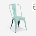 chaise de cuisine design industriel vintage en métal shabby chic style steel old Promotion
