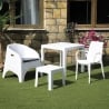 Chaise de jardin en polypropylène effet rotin avec accoudoirs Paros Vente