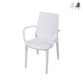 Chaise de jardin en polypropylène effet rotin avec accoudoirs Paros Promotion