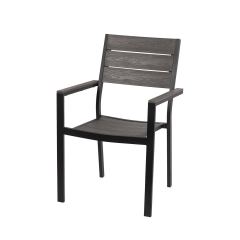 Chaise d'extérieur en aluminium avec accoudoirs et lattes effet bois Amalfi Promotion