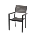 Chaise d'extérieur en aluminium avec accoudoirs et lattes effet bois Amalfi Promotion