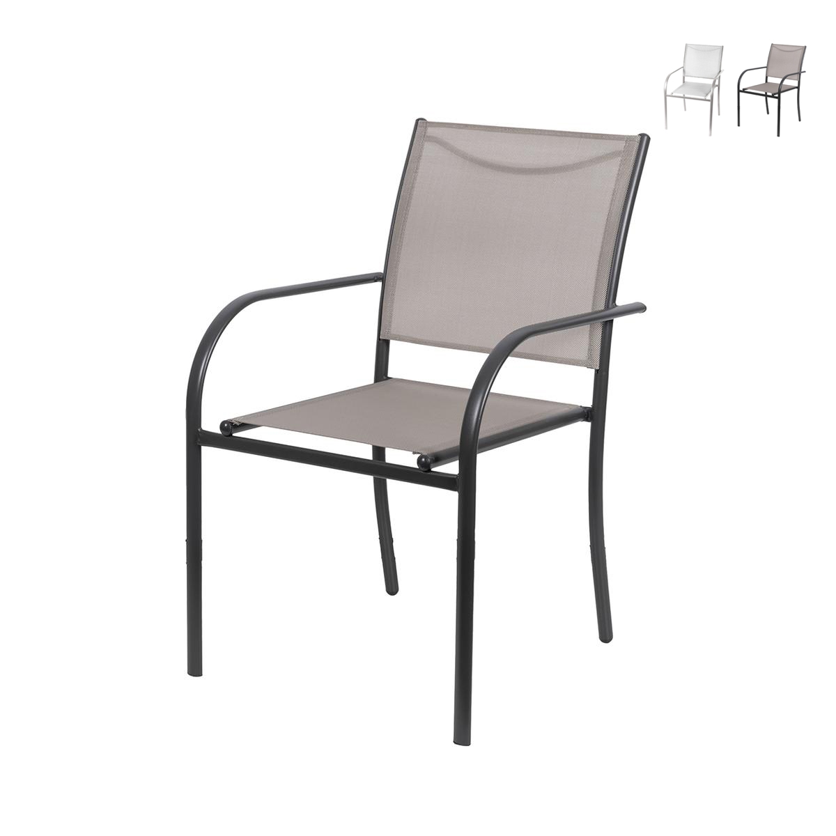 Chaise de jardin extérieur avec accoudoirs design moderne empilable Hawaii
