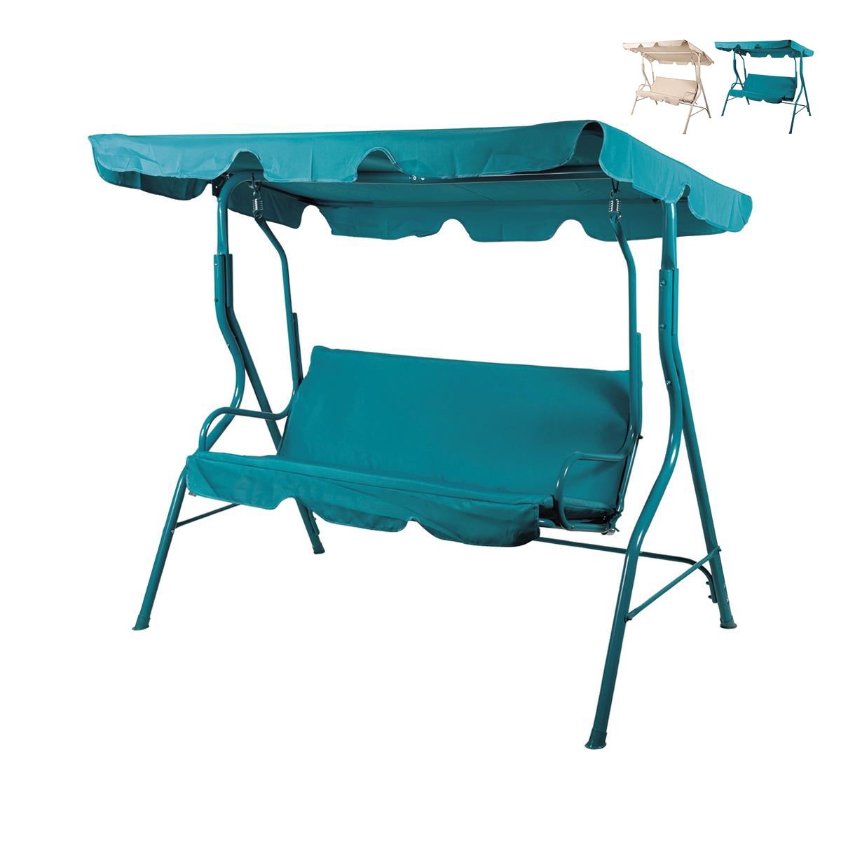 Balancelle de jardin 3 places en acier avec toit pare-soleil Sulara