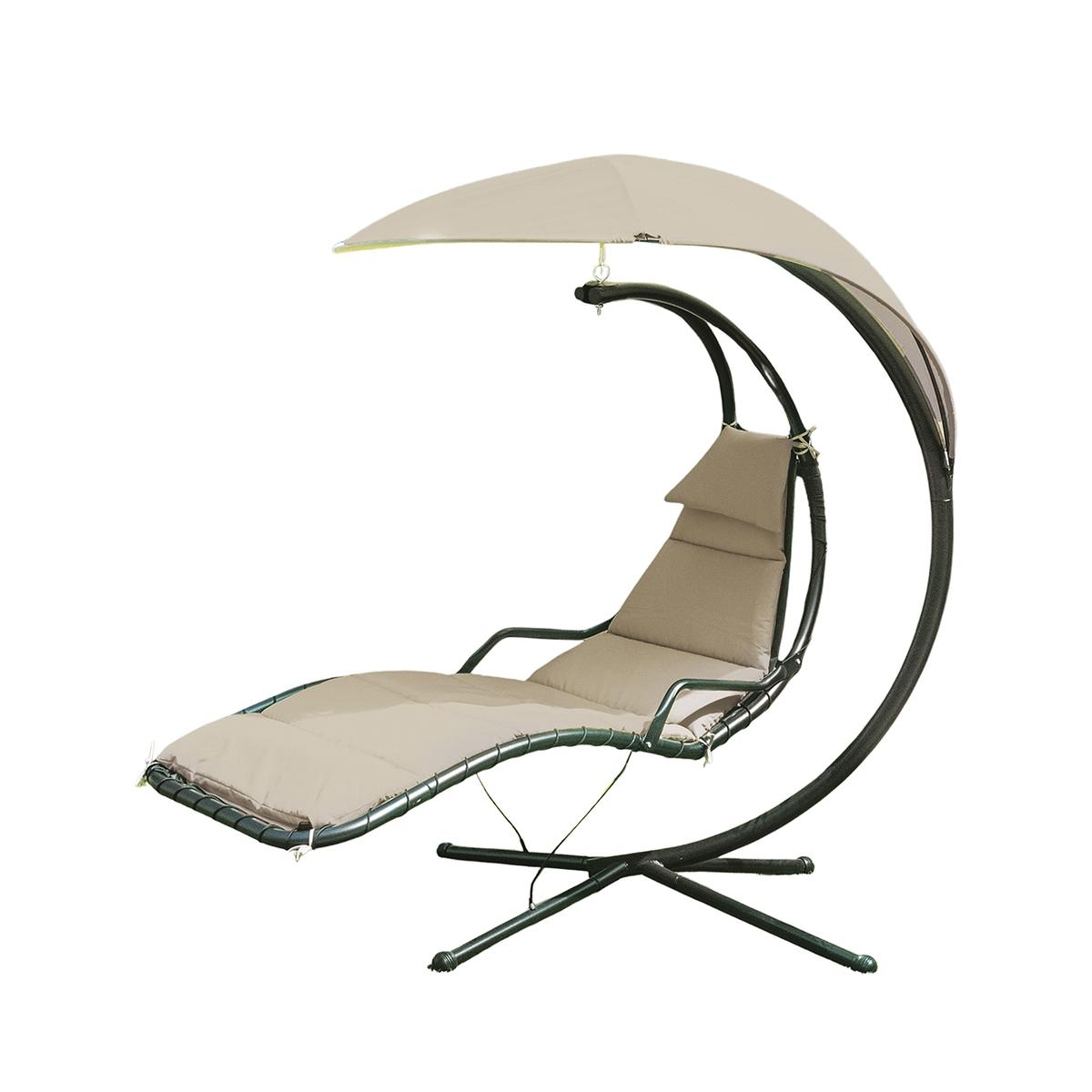 Chaise longue hamac à bascule en acier avec coussin et pare-soleil Malibù