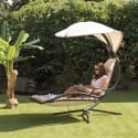 Chaise longue hamac à bascule en acier avec coussin et pare-soleil Malibù Choix