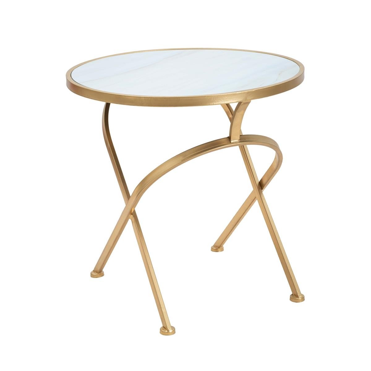 Table basse ronde en métal doré avec plateau en marbre 50x50,5 Mat Promotion Table basse ronde en métal doré avec plateau en marbre 50x50,5 Mat Promotion