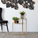 Table basse en métal doré avec 2 plateaux en verre fumé Mohana Vente