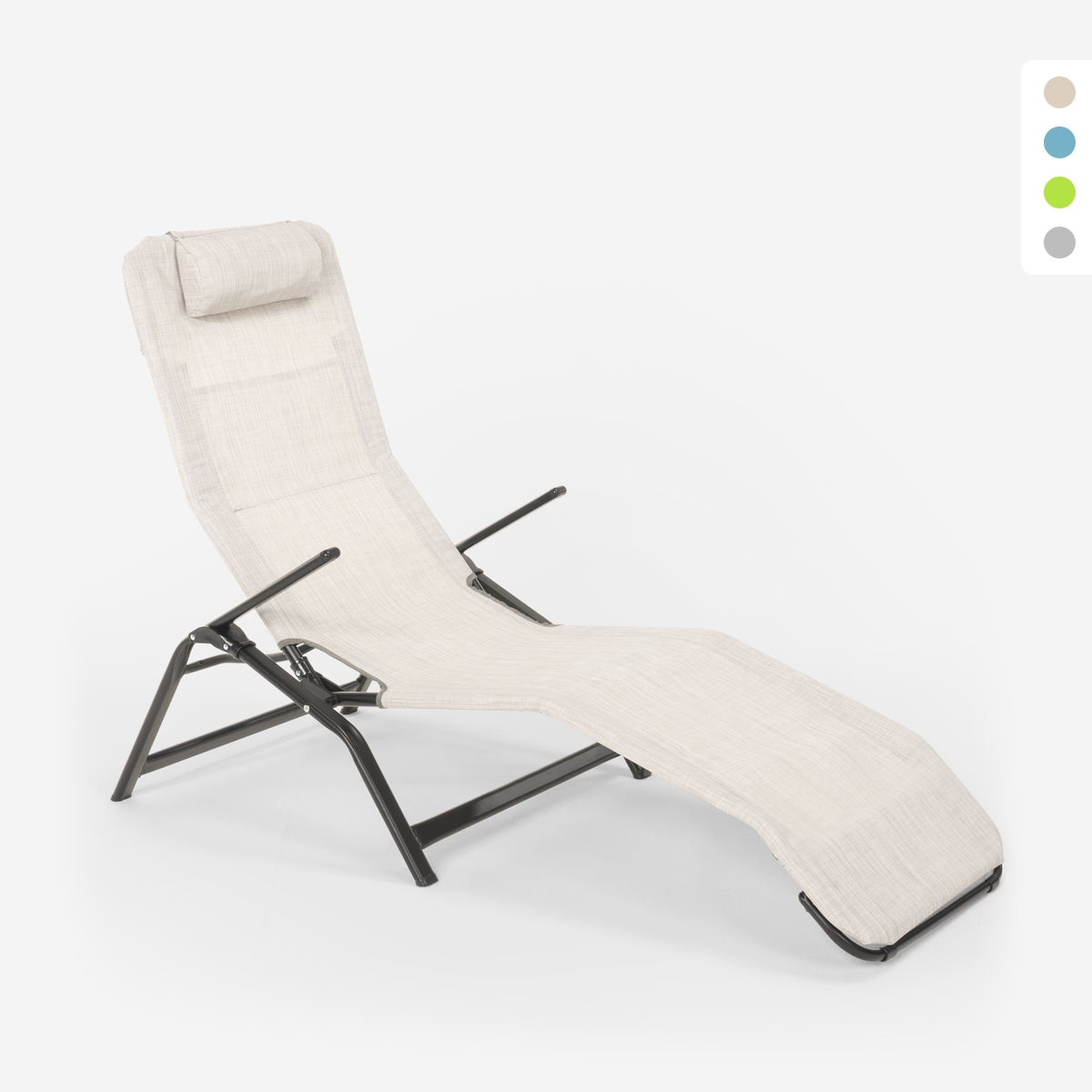 Chaise longue de plage et de jardin pliante en acier Pasha Luxury 