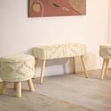 Tabouret rond rembourré en tissu avec pieds en bois Damasco Vente