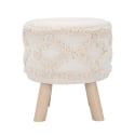 Tabouret rond rembourré en tissu avec pieds en bois Damasco Offre