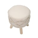 Tabouret rond rembourré en tissu avec pieds en bois Damasco Remises