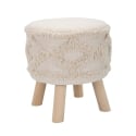 Tabouret rond rembourré en tissu avec pieds en bois Damasco Promotion