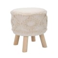 Tabouret rond rembourré en tissu avec pieds en bois Damasco Promotion