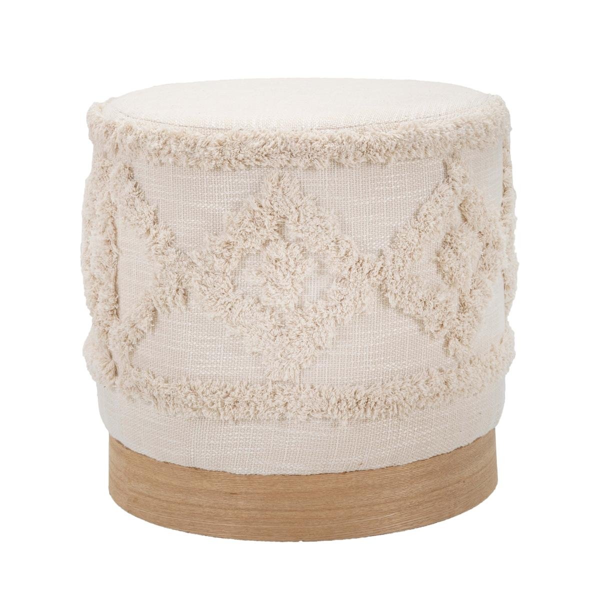 Pouf rond en tissu rembourré avec base en bois 40x40 Damasco