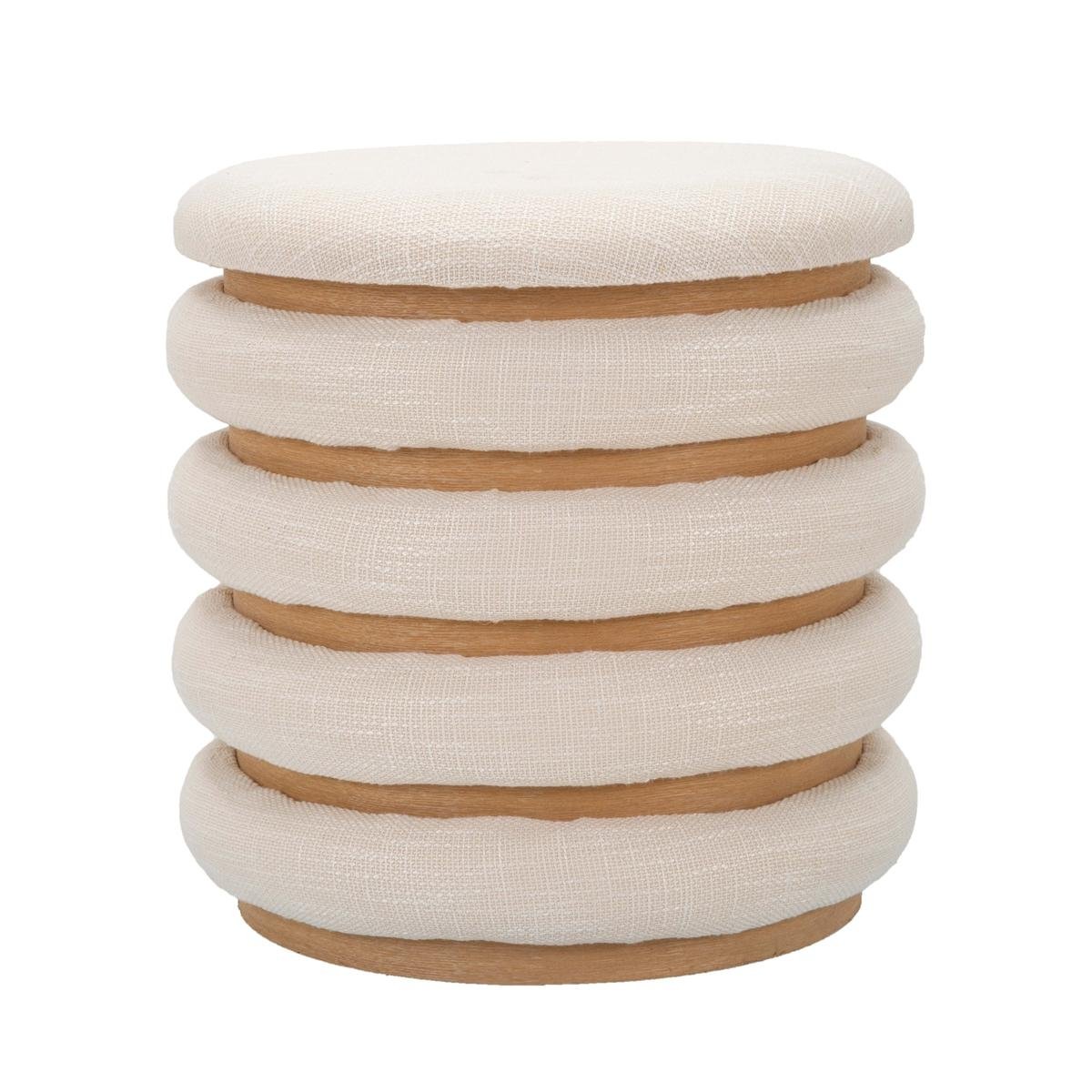 Pouf de rangement rond en bois et tissu boho chic Damasco Line