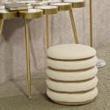 Pouf de rangement rond en bois et tissu boho chic Damasco Line Vente