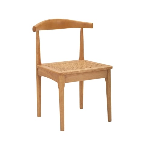 Ensemble de 2 chaises de cuisine en bois avec assise en rotin tressé Japan Promotion