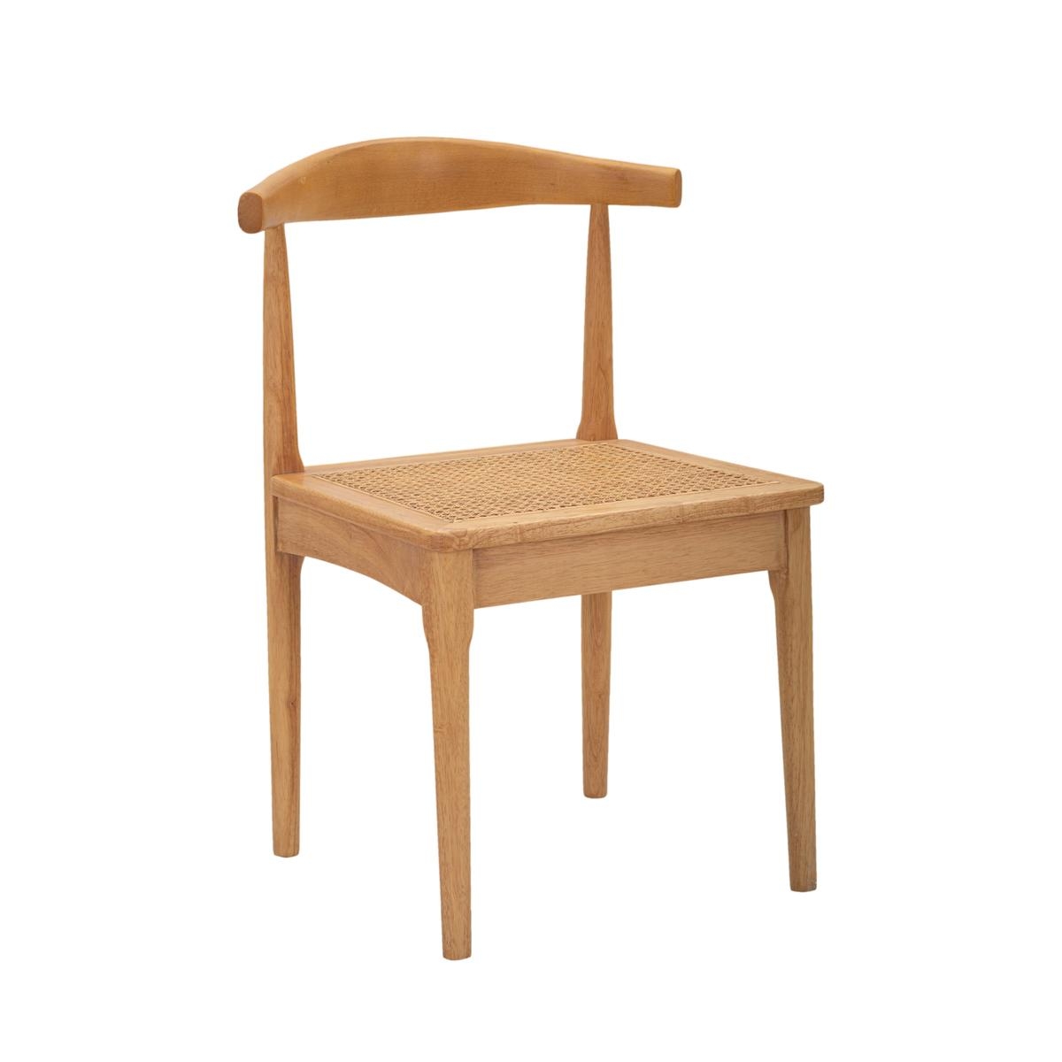 Ensemble de 2 chaises de cuisine en bois avec assise en rotin tressé Japan