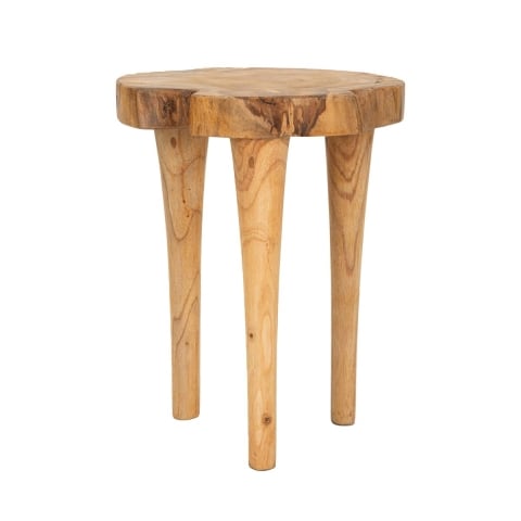 Tabouret artisanal en teck style ethnique naturel Kursi Promotion