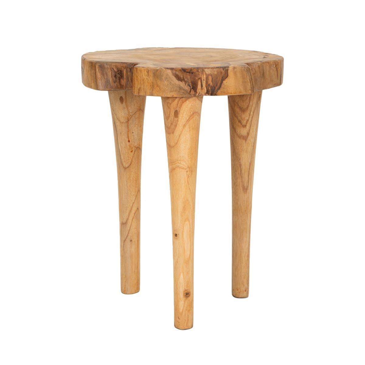 Tabouret artisanal en teck style ethnique naturel Kursi