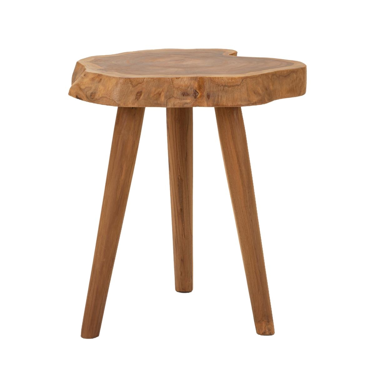 Tabouret artisanal en bois de teck naturel style ethnique Budut