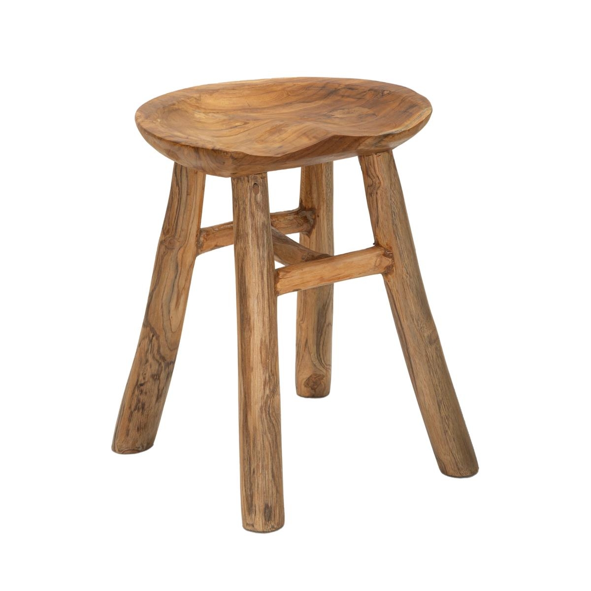 Tabouret en teck design naturel ethnique Sel Slim