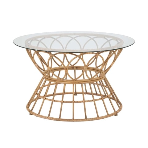 Table basse ronde en rotin et verre 75x44,5 cm Panama Circlce Promotion