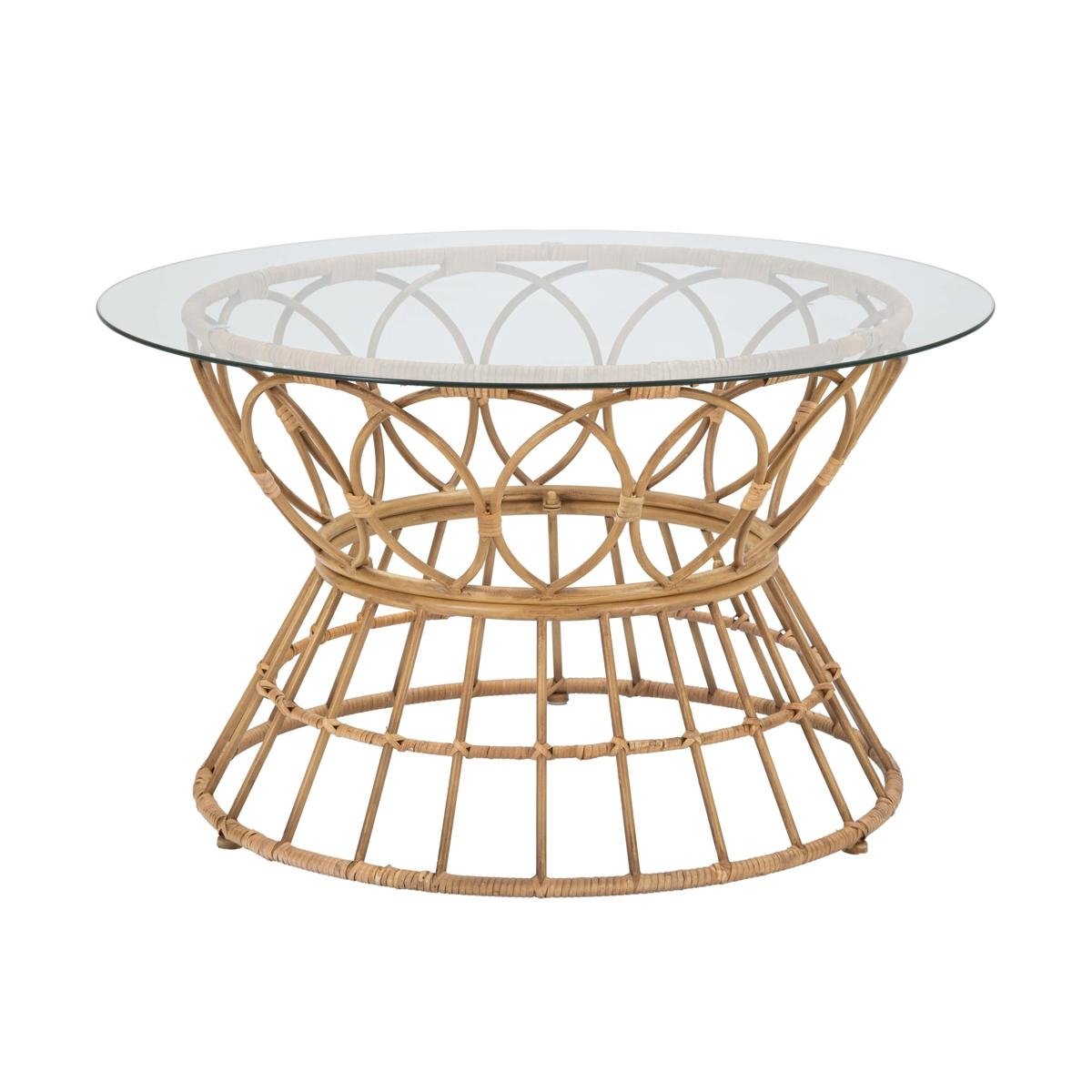 Table basse ronde en rotin et verre 75x44,5 cm Panama Circlce Promotion