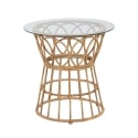Table basse ronde en rotin avec plateau en verre 50x50cm Panama Circle Promotion