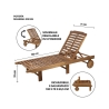 Chaise longue de jardin inclinable en bois d'acacia avec roues Bali Achat