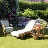 Chaise longue de jardin inclinable en bois d'acacia avec roues Bali Vente