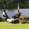 Chaise longue de jardin inclinable en bois d'acacia avec roues Bali Prix