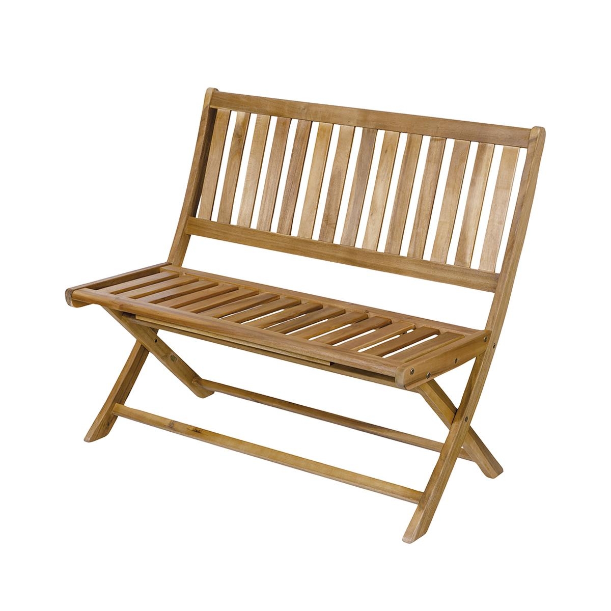 Banc pliant 2 places en bois d’acacia 104x61x90 cm Bali