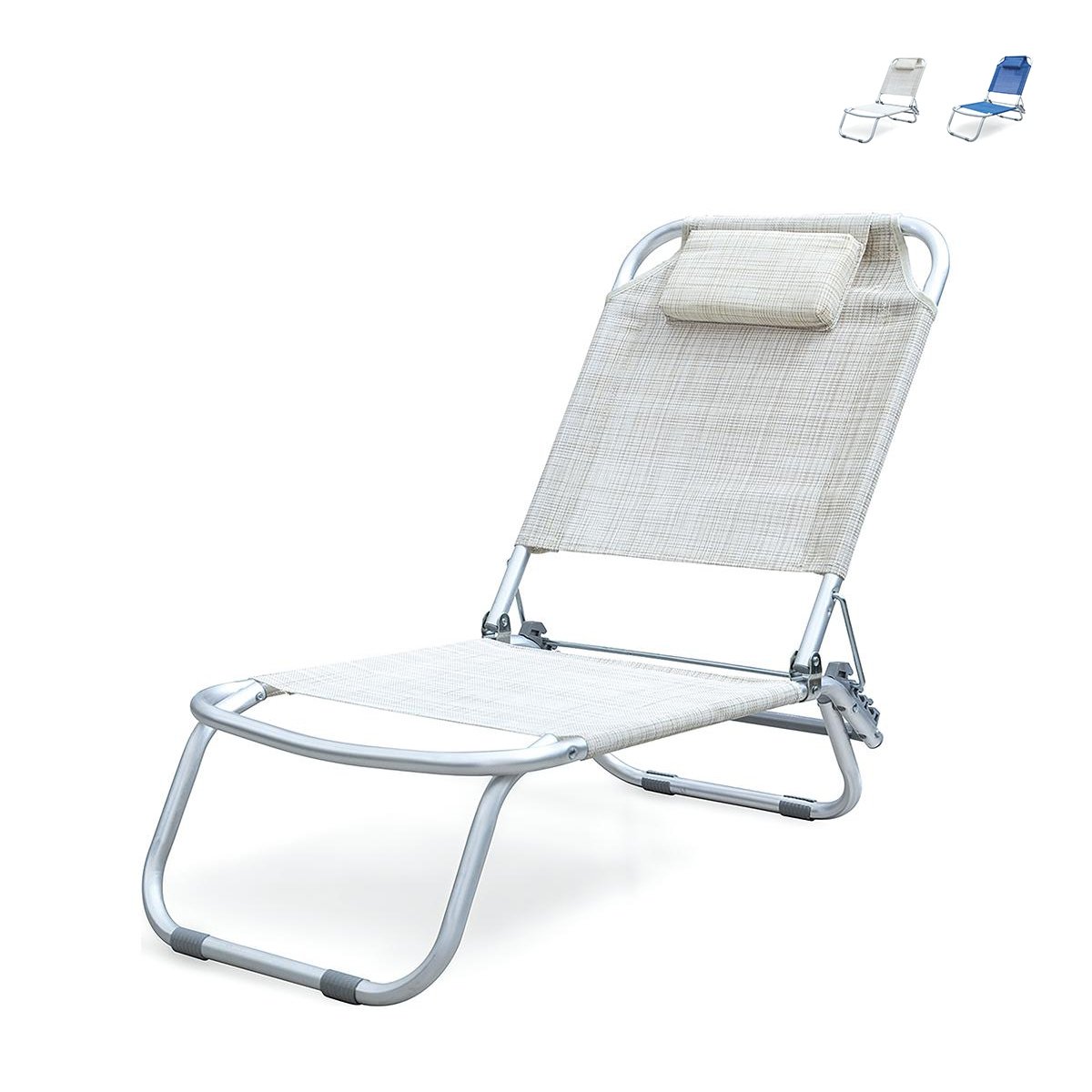 Chaise de plage pliable avec coussin en aluminium Grecia