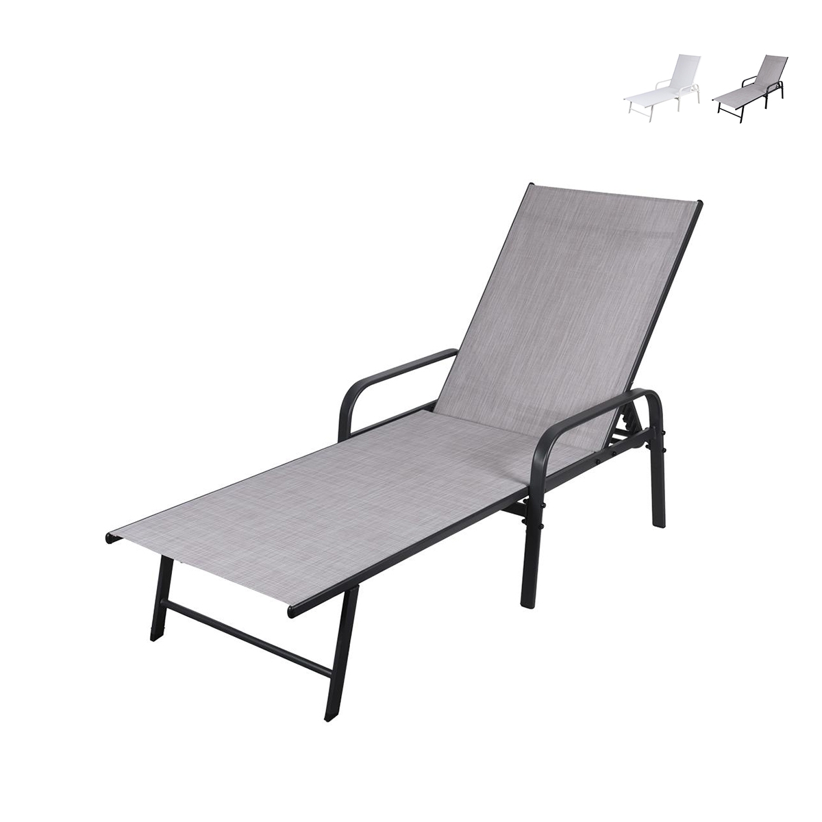 Chaise longue de plage structure en acier, PVC et polyester Varadero