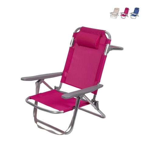 Chaise longue de plage avec coussin et accoudoirs en aluminium Brasile Promotion