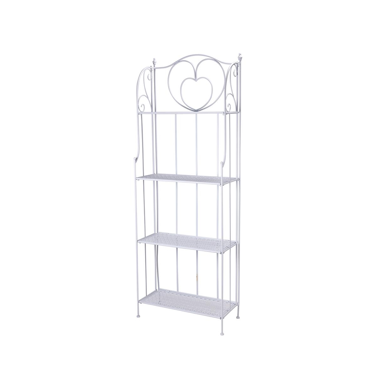 Étagère pliable en fer à 4 niveaux 60,5x28xh.167cm blanc Ravun
