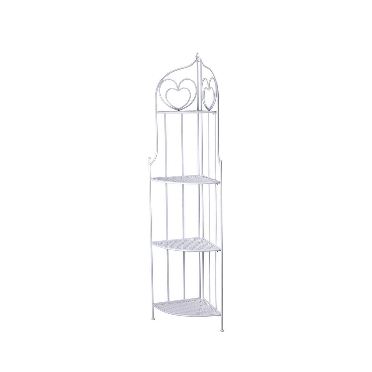 Étagère d'angle pliable en fer 4 niveaux 49x33xh.167cm blanc Alba