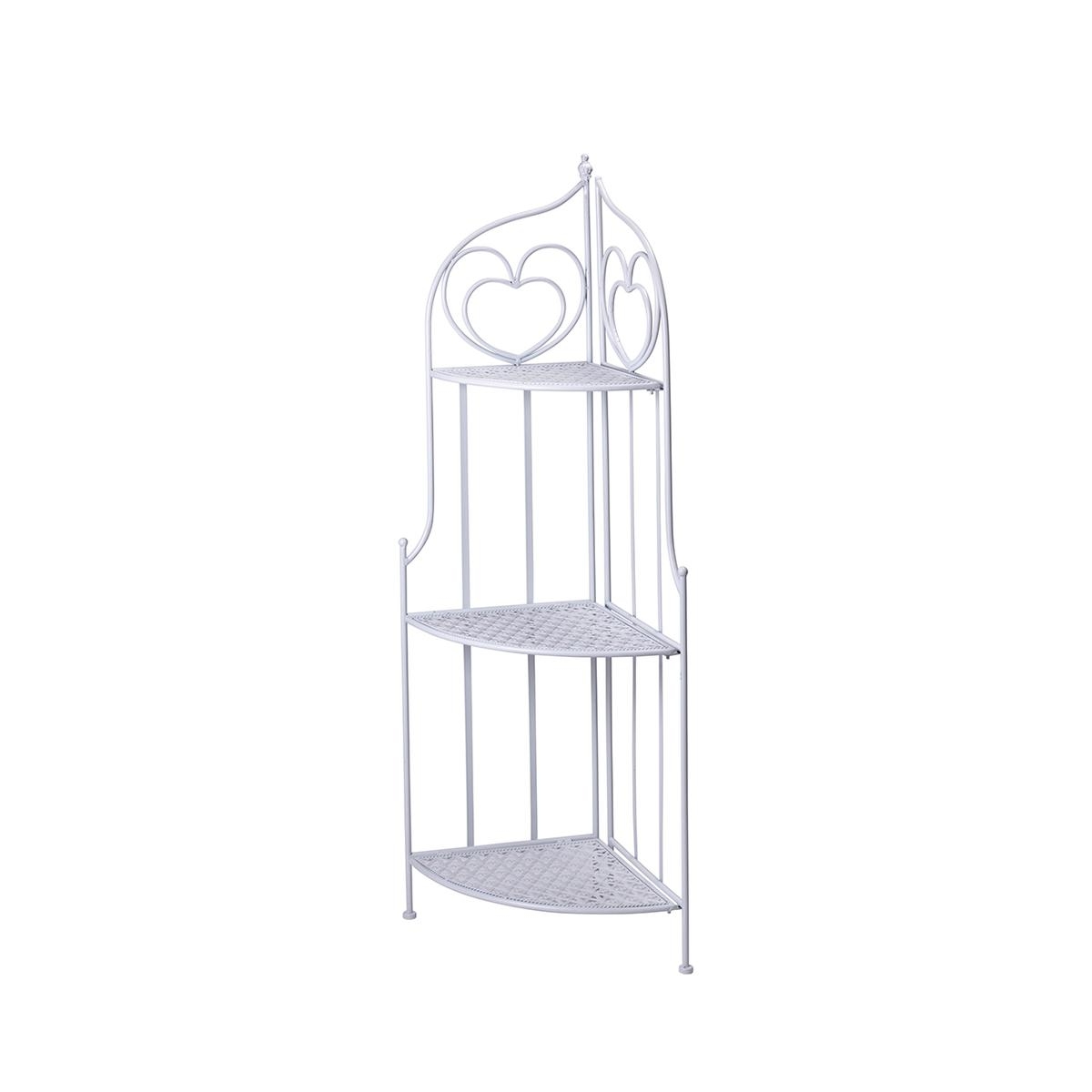 Étagère d'angle pliante en fer 3 niveaux 49x33xh.127cm blanc Veska