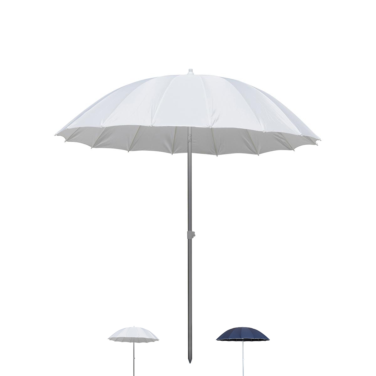 Parasol de plage Ø2,4 m en aluminium 16 baleines inclinable Shangai