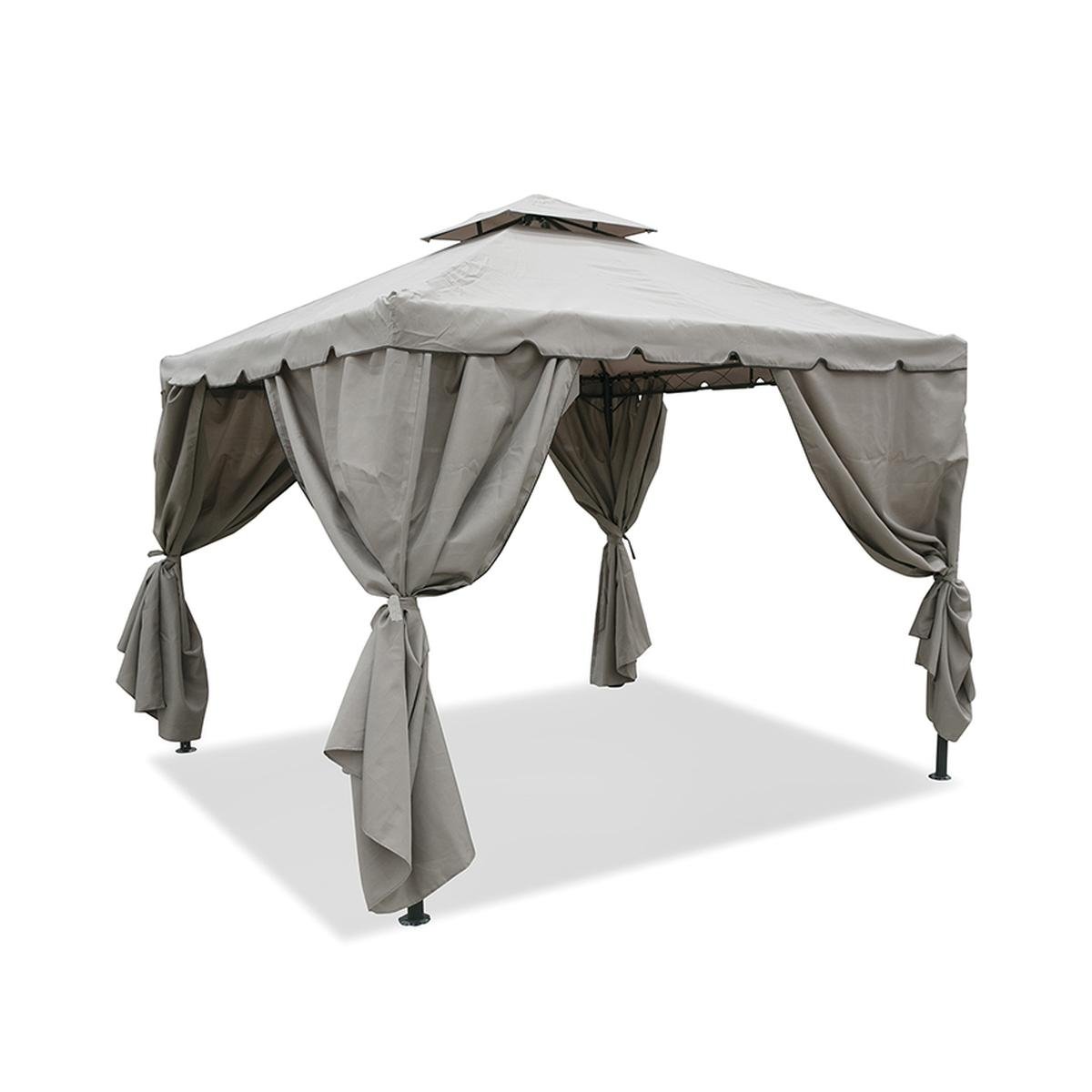 Gazebo idrorepellente 3x3m 4 tende laterali ferro tortora Tangeri Promotion Gazebo idrorepellente 3x3m 4 tende laterali ferro tortora Tangeri Promotion