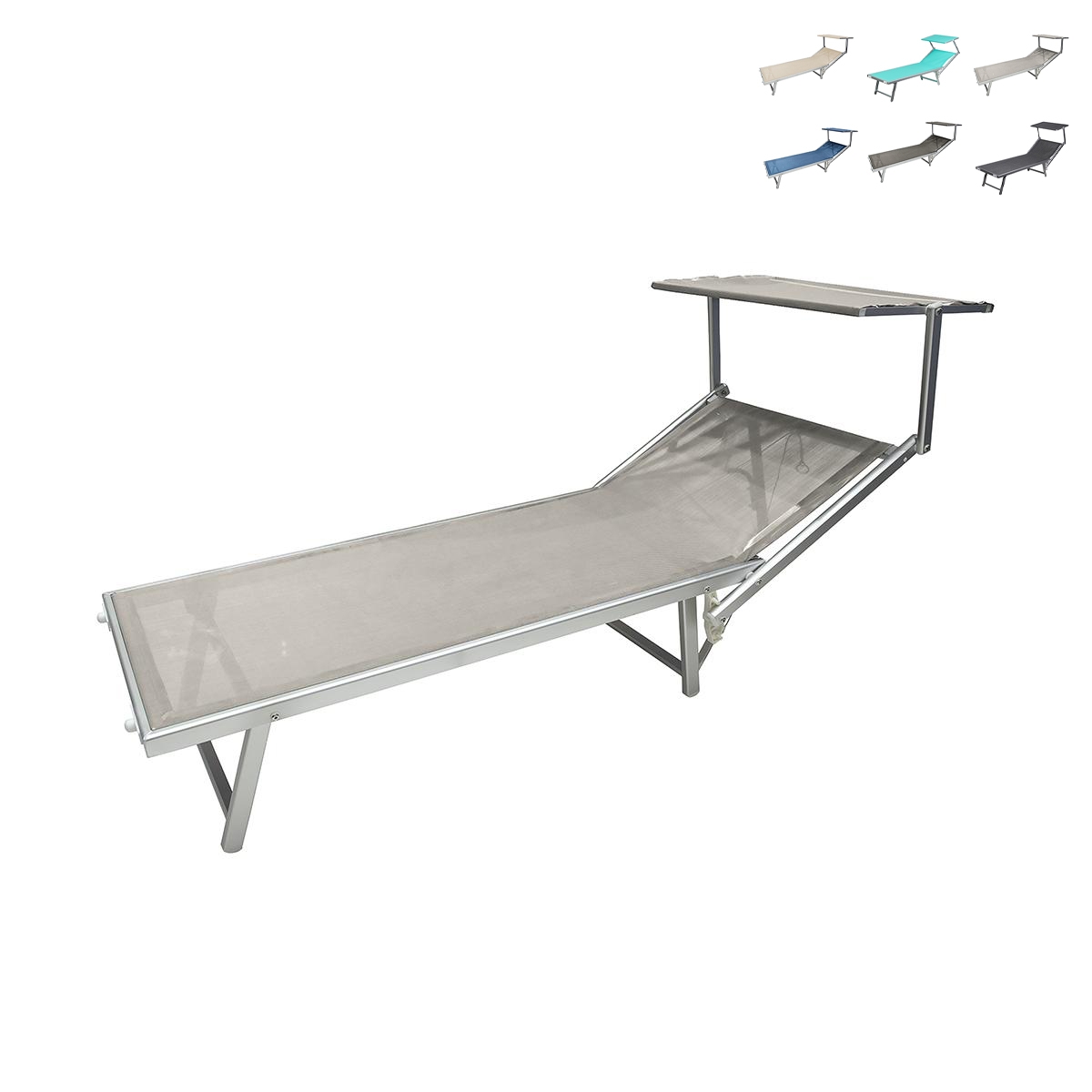 Chaise longue de jardin en aluminium avec pare-soleil Riccione