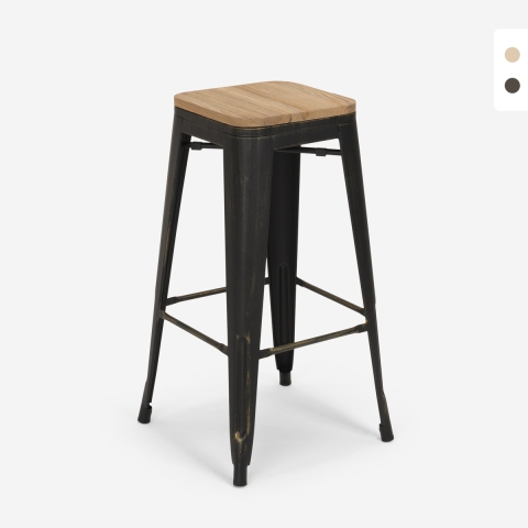 tabouret de bar et cuisine design métal bois style industriel style brush up Promotion
