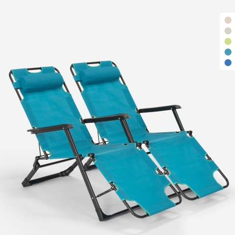 2 chaises longues de plage et jardin pliants multi-positions Emily Lux Zero Gravity Promotion