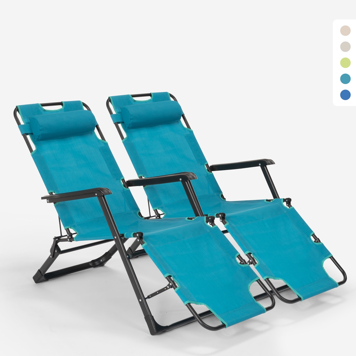 2 chaises longues de plage et jardin pliants multi-positions Emily Lux Zero Gravity