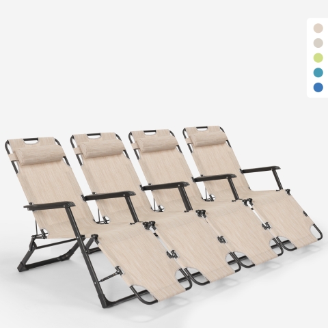 4 transats de plage et jardin pliants multi-positions Emily Lux Zero Gravity Promotion