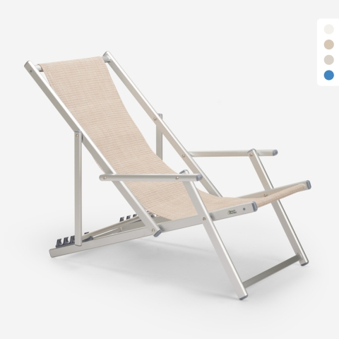 Chaise longue de plage avec accoudoirs en aluminium Riccione Gold Lux Promotion