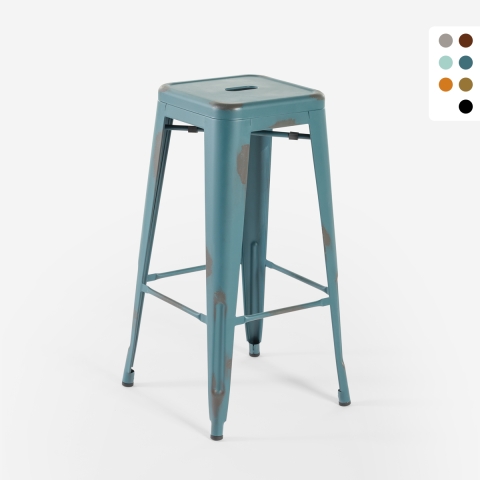 tabouret de bar vintage en métal design industriel style steel stale 78cm Promotion